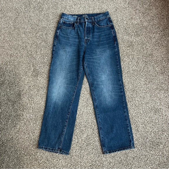 a.n.a High Rise Vintage Straight Leg Jeans Medium Wash, Size 4 - Picture 1 of 9